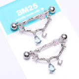 Detail View 4 of A Pair of Adorable Cloud Rainy Sparkles Dangle Nipple Shield-Clear Gem/Rose Water Opal/Aqua