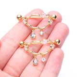 Detail View 2 of A Pair of Golden Adorable Cloud Rainy Sparkles Dangle Nipple Shield-Clear Gem/Rose Water Opal/Aqua