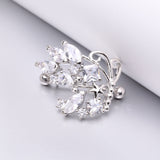 Detail View 1 of A Pair of Butterfly Extravagant Sparkle Dangle Nipple Shield-Clear Gem