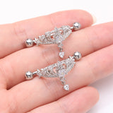 Detail View 2 of A Pair of Enchanted Princess Tiara Sparkle Dangle Nipple Shield Ring-Clear Gem