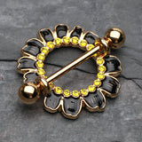 Detail View 1 of Adorable Black Daisy Nipple Shield Ring-Black/Yellow
