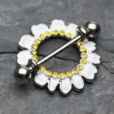 Detail View 1 of Adorable White Daisy Nipple Shield Ring-White/Yellow