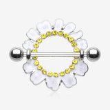 A Pair of Adorable White Daisy Nipple Shield Ring