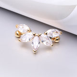 Detail View 1 of A Pair of Golden Brilliant Marquise Lotus Sparkle Dangle Nipple Shield-Clear Gem