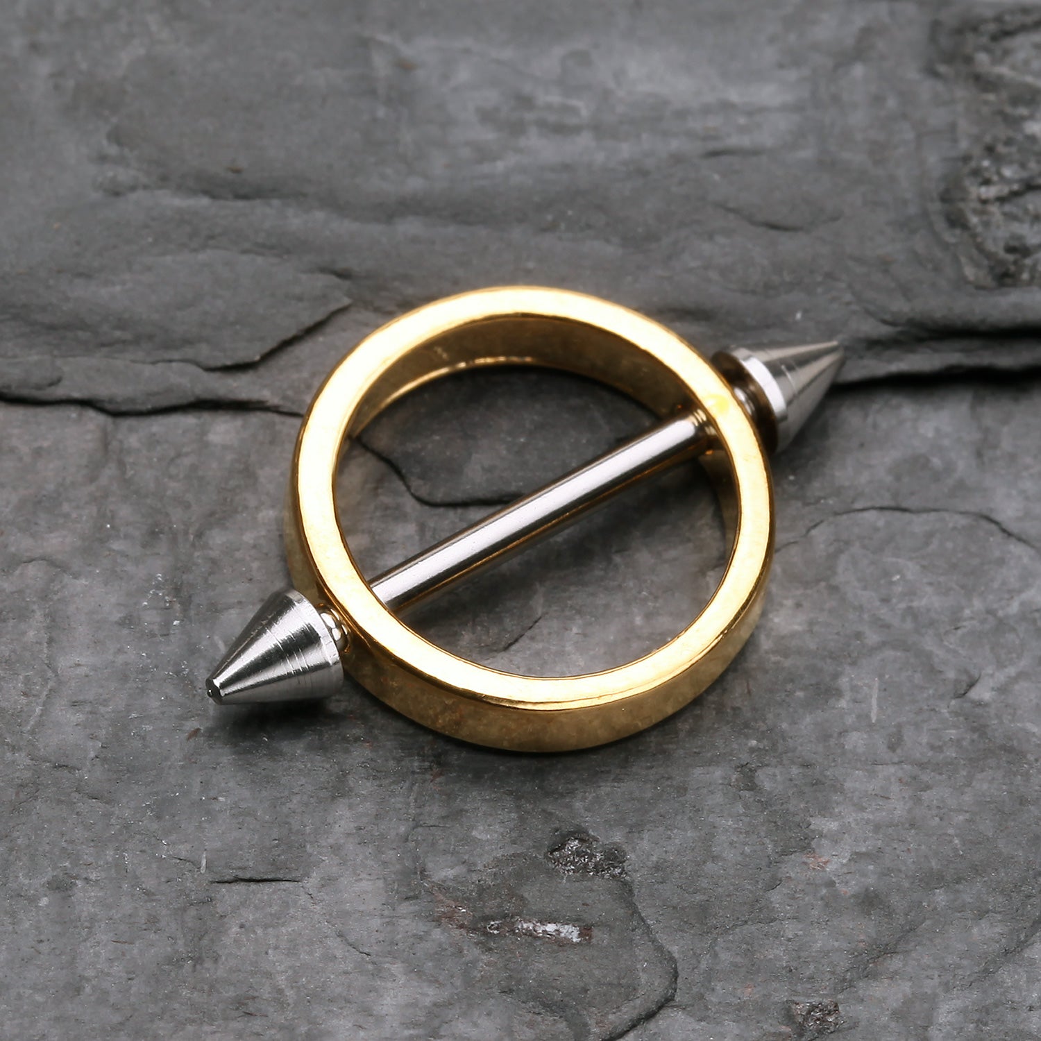 Detail View 1 of Golden Halo Spikes Nipple Shield Ring-Gold