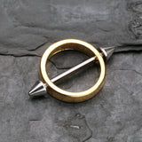 Detail View 1 of Golden Halo Spikes Nipple Shield Ring-Gold