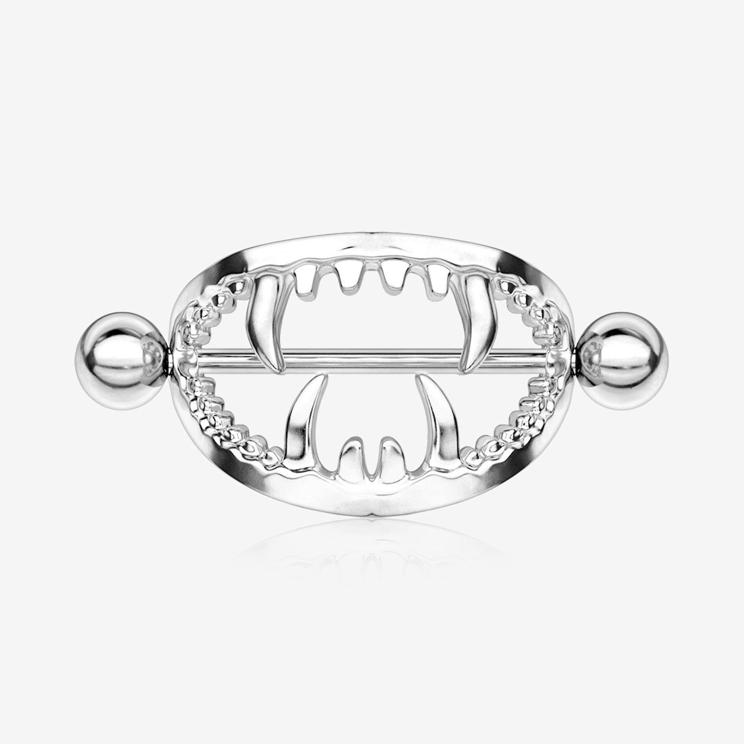 Vicious Vampire Fang Nipple Shield Ring (Large)-Steel