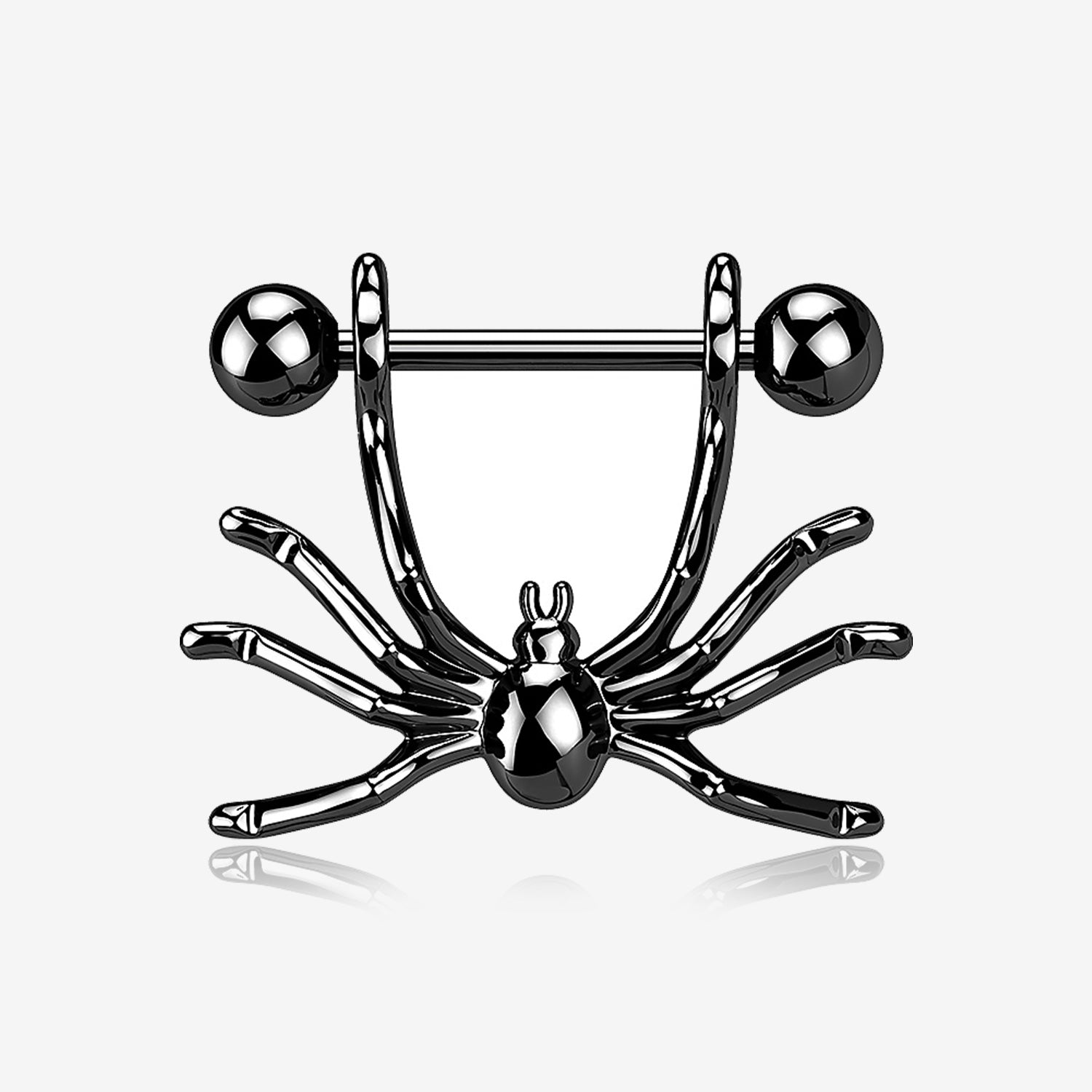 A Pair of Blackline Spider Dangle Steel Nipple Shield