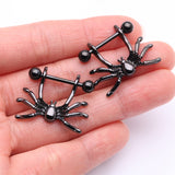 Detail View 2 of A Pair of Blackline Spider Dangle Steel Nipple Shield