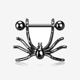 A Pair of Blackline Spider Dangle Steel Nipple Shield
