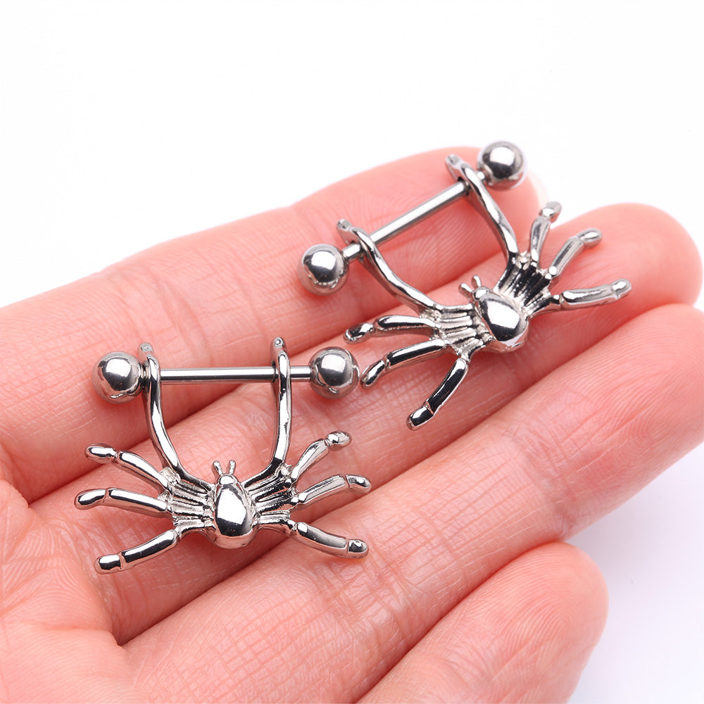Detail View 2 of A Pair of Spider Dangle Steel Nipple Shield