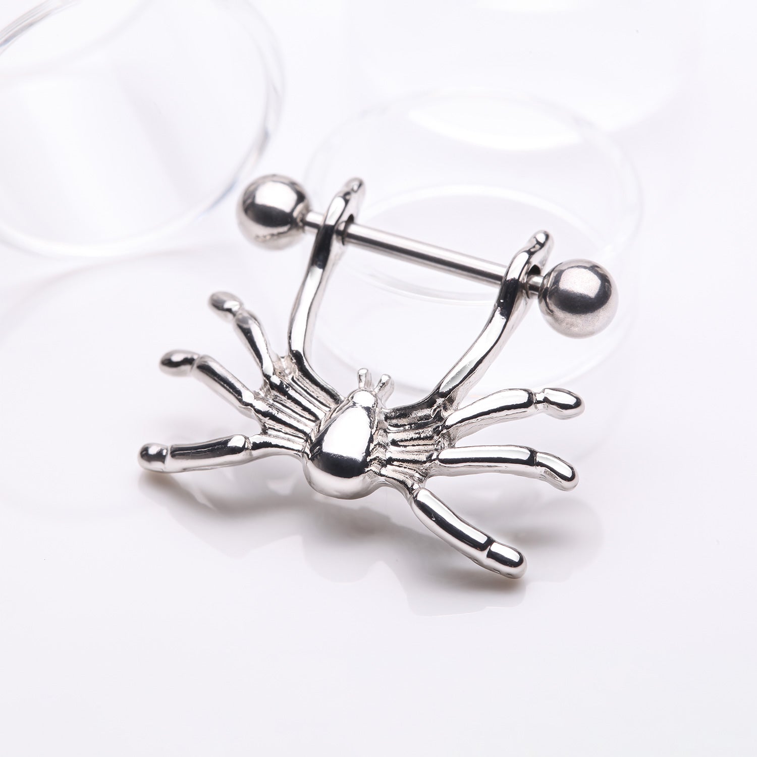 Detail View 1 of A Pair of Spider Dangle Steel Nipple Shield