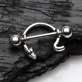 Detail View 1 of Rattle Snake Nipple Barbell Ring-Steel