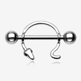 A Pair of Rattle Snake Nipple Barbell Ring