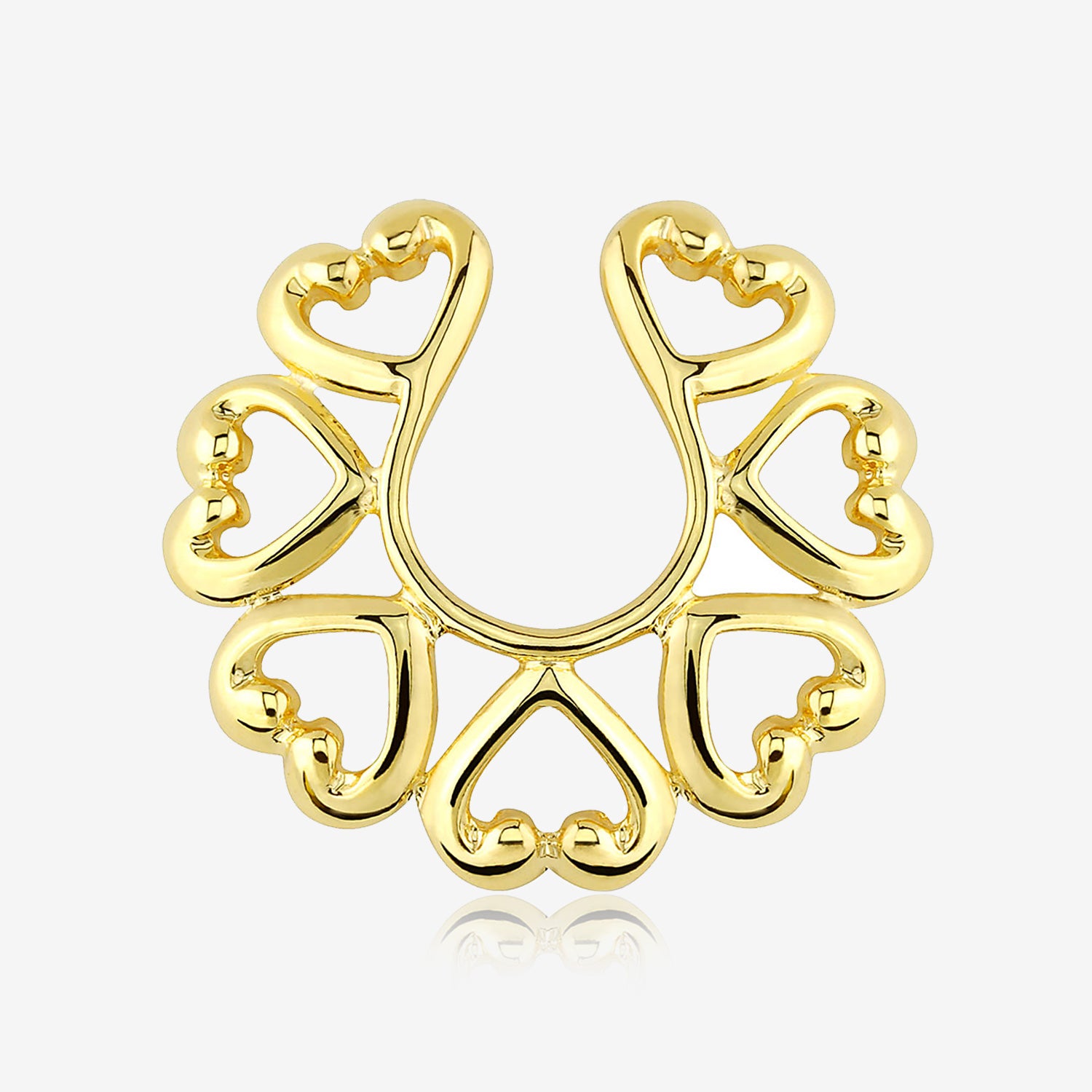 Golden Vintage Hearts Clip On Non-Piercing Nipple Shield Ring