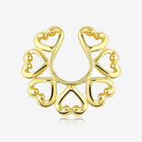 Golden Vintage Hearts Clip On Non-Piercing Nipple Shield Ring