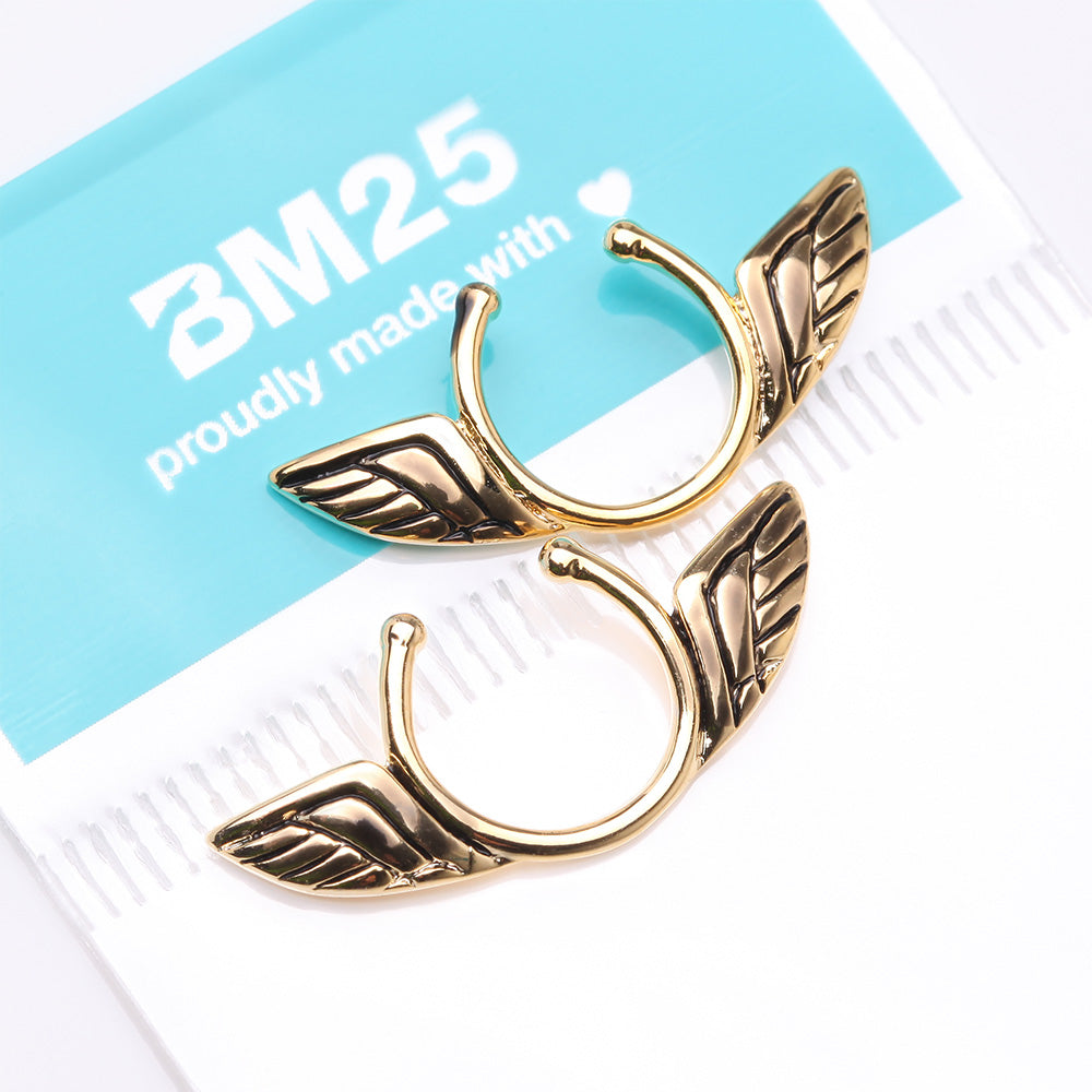 Detail View 3 of Golden Angel Wings Clip On Non-Piercing Nipple Shield Ring
