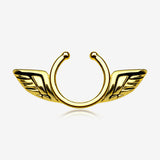 A Pair of Golden Angel Wings Clip On Non-Piercing Nipple Shield Ring