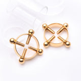 Detail View 1 of Golden Non-Piercing Adjustable Screw Clamp Nipple Ring