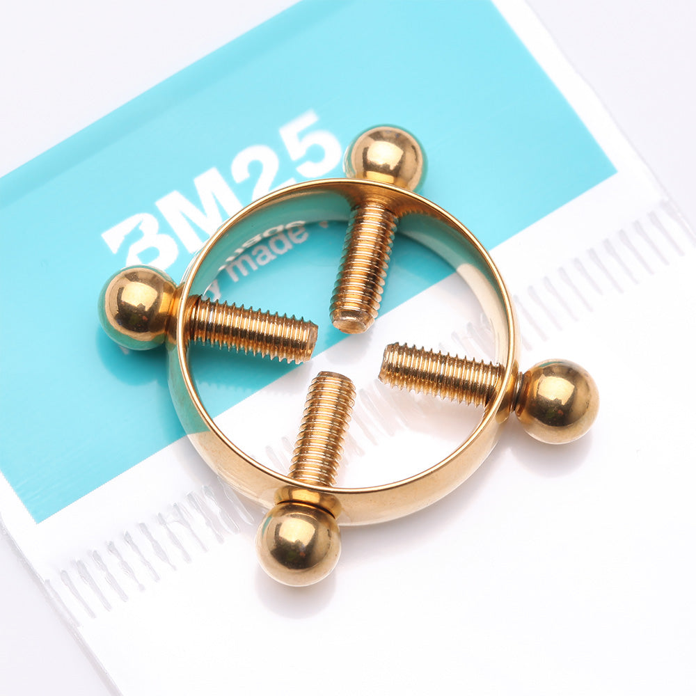 Detail View 4 of Golden Non-Piercing Adjustable Screw Clamp Nipple Ring