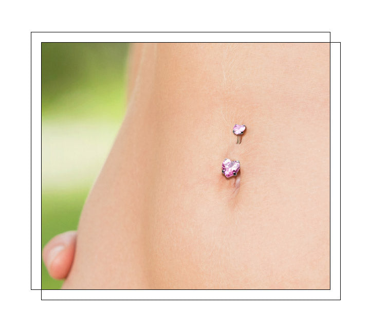 A belly button piercing, also known as a navel piercing, is done typically through the skin, directly above the belly buttons. The placement of a navel piercing can be on the top or bottom skin. A navel piercing is an anatomy-dependent piercing. Advanced belly button piercings consist of outies meaning the piercing is placed above or underneath the navel. Each belly button is unique and can have a variance in anatomy.