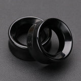 Detail View 1 of A Pair of Black Onyx Stone Double Flared Eyelet Plug-Black