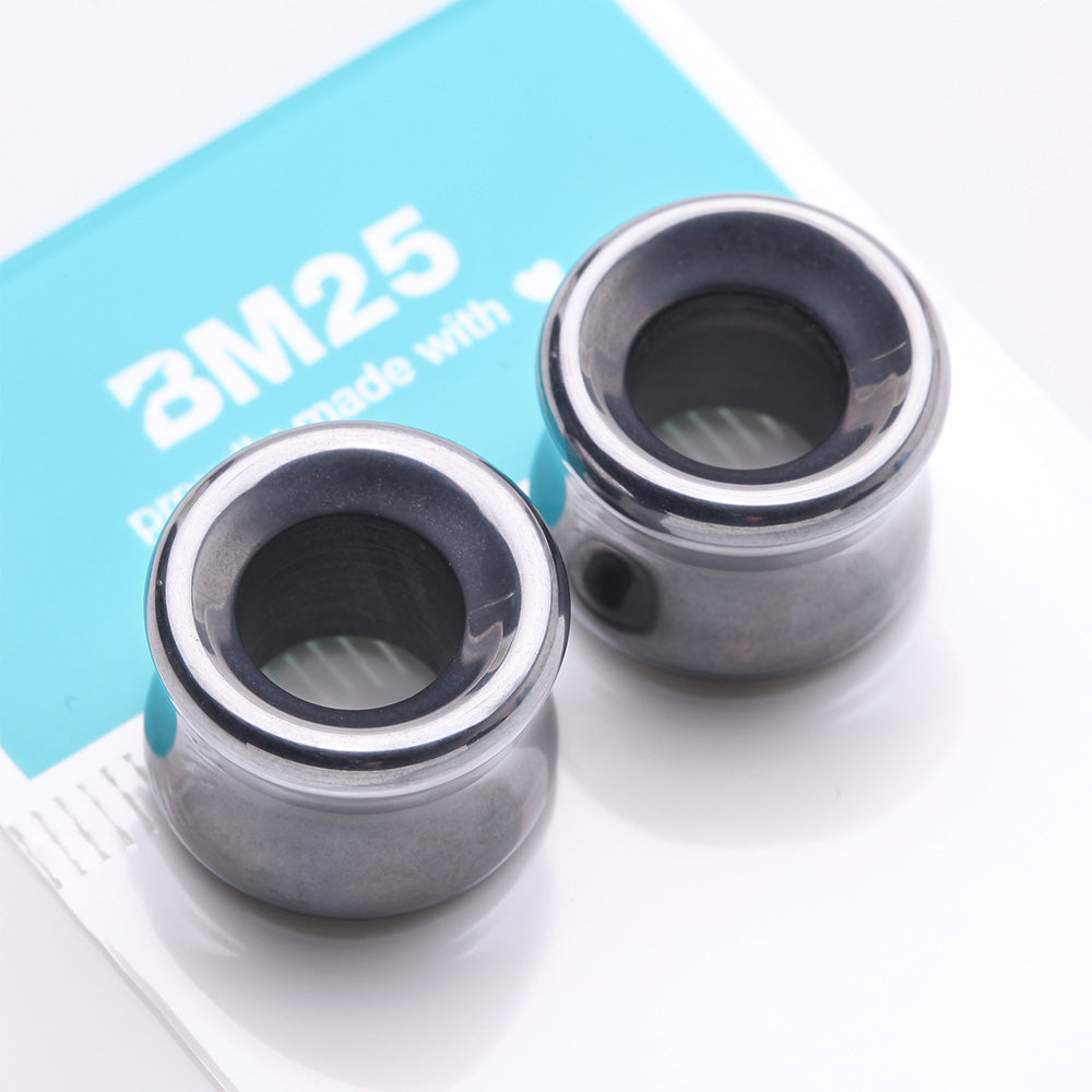 Detail View 3 of A Pair of Hematite Stone Double Flared Eyelet Tunnel Plug