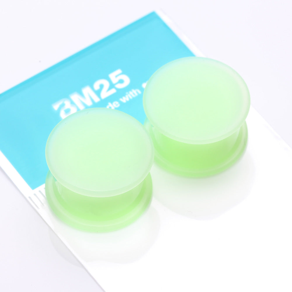 Detail View 3 of A Pair of Glow in the Dark Solid Silicone Double Flared Plug