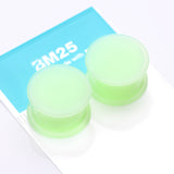 Detail View 3 of A Pair of Glow in the Dark Solid Silicone Double Flared Plug