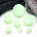Detail View 2 of A Pair of Glow in the Dark Solid Silicone Double Flared Plug