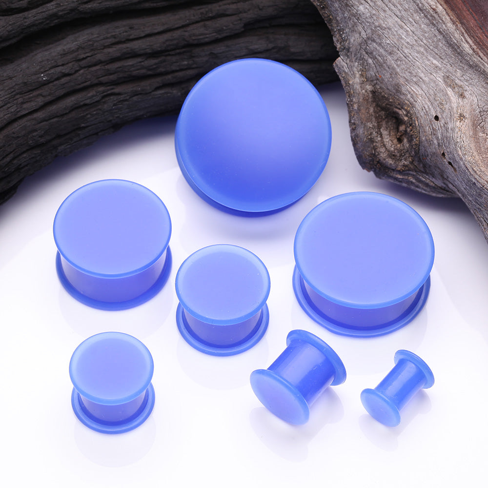 Detail View 2 of A Pair Of Soft Silicone Double Flared Plug-Blue