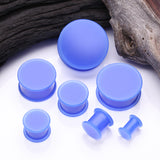 Detail View 2 of A Pair Of Soft Silicone Double Flared Plug-Blue
