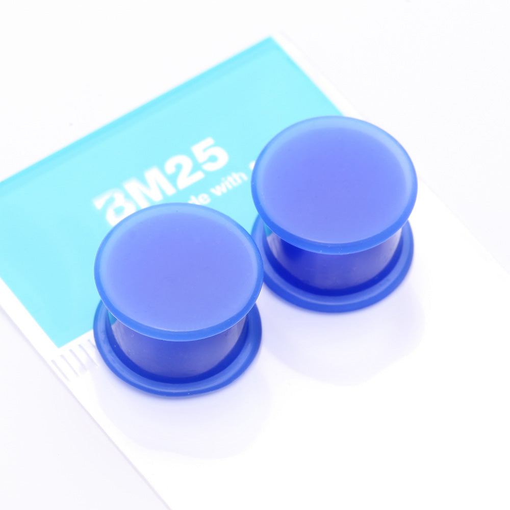 Detail View 3 of A Pair Of Soft Silicone Double Flared Plug-Blue