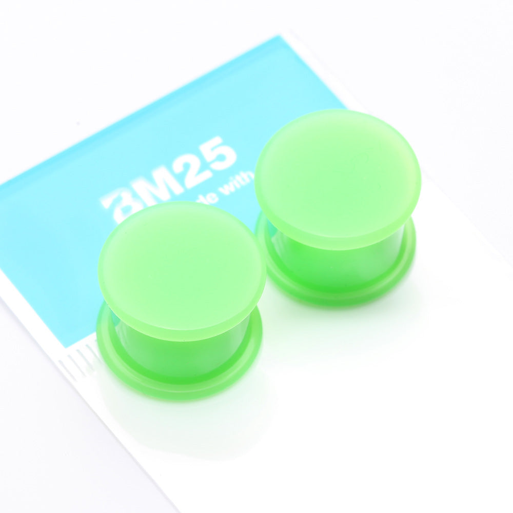 Detail View 3 of A Pair Of Soft Silicone Double Flared Plug-Green