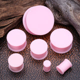 Detail View 2 of A Pair Of Soft Pastel Silicone Double Flared Plug-Pink