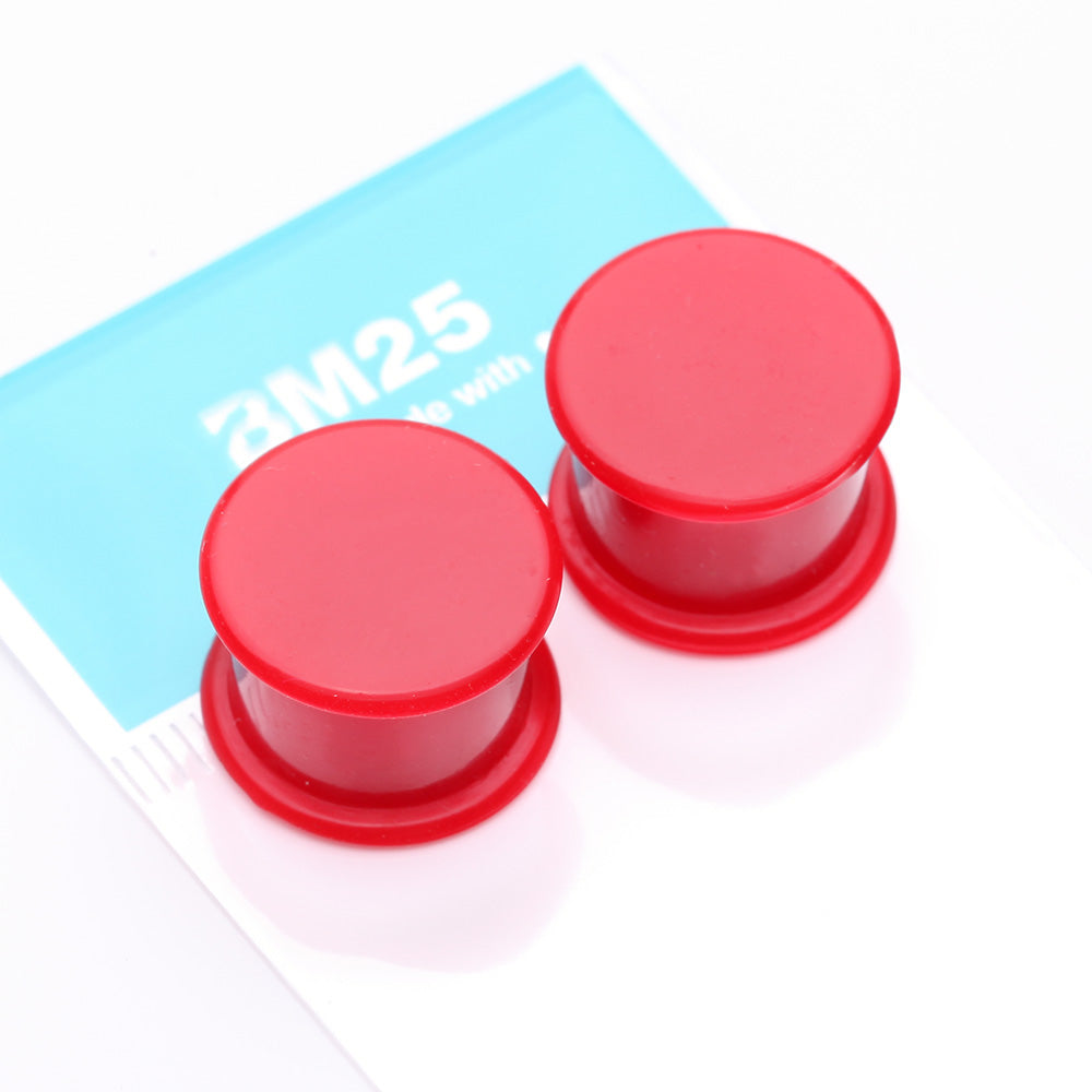 Detail View 3 of A Pair Of Soft Silicone Double Flared Plug-Red