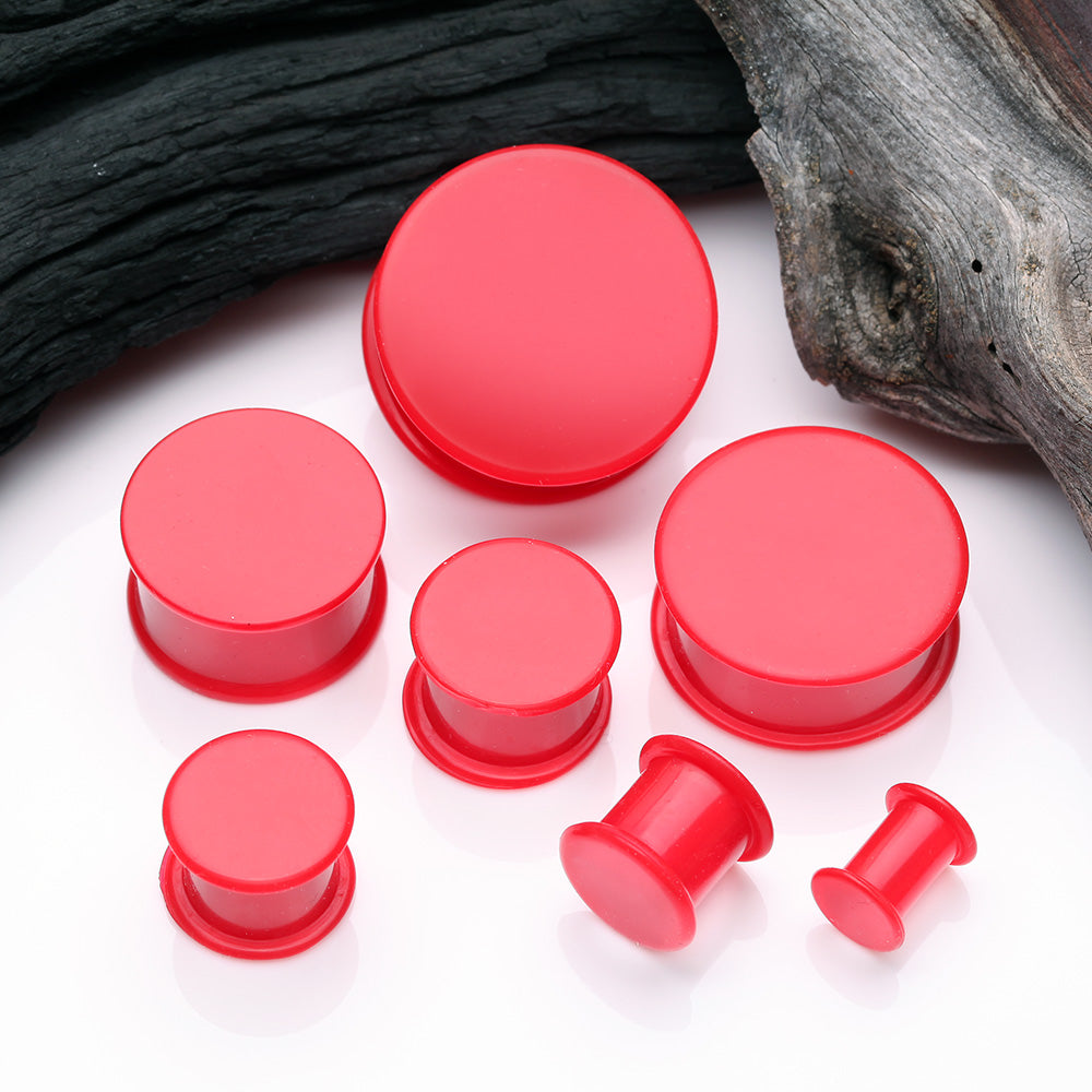 Detail View 2 of A Pair Of Soft Silicone Double Flared Plug-Red