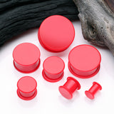 Detail View 2 of A Pair Of Soft Silicone Double Flared Plug-Red