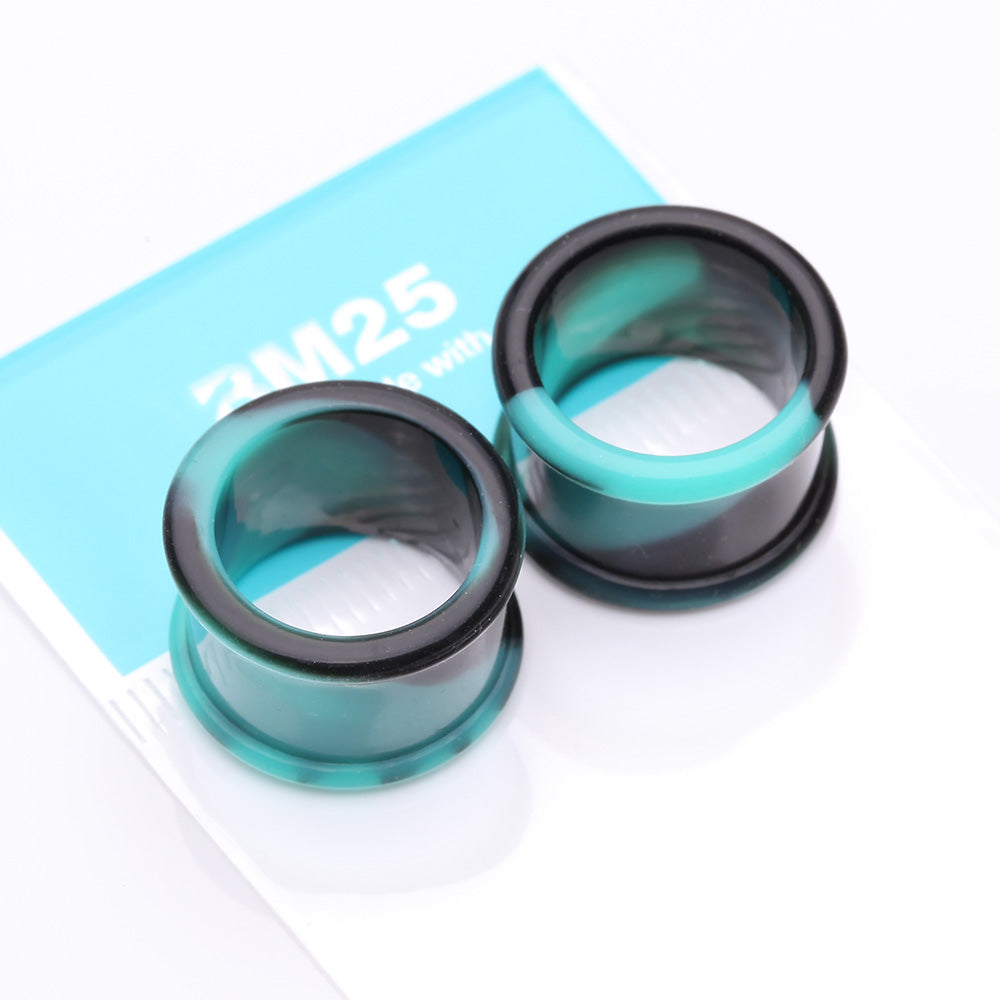 Detail View 3 of A Pair of Dark Galaxy Camo Flexible Silicone Double Flared Tunnel Plug