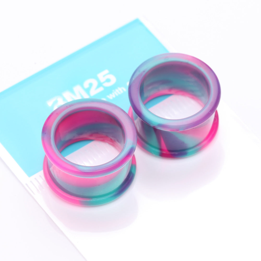 Detail View 3 of A Pair of Cosmic Flair Camo Flexible Silicone Double Flared Tunnel Plug