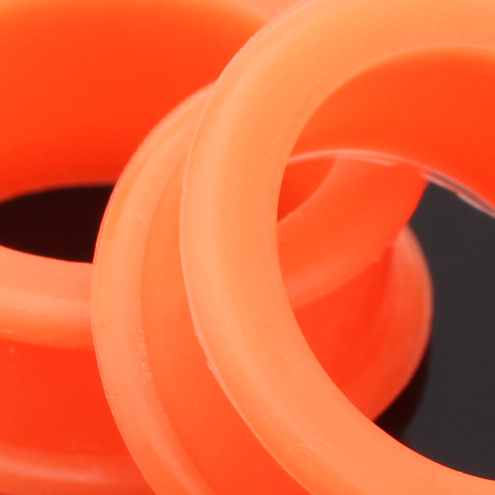 Detail View 4 of A Pair of Flexible Silicone Double Flared Ear Gauge Tunnel Plug-Orange