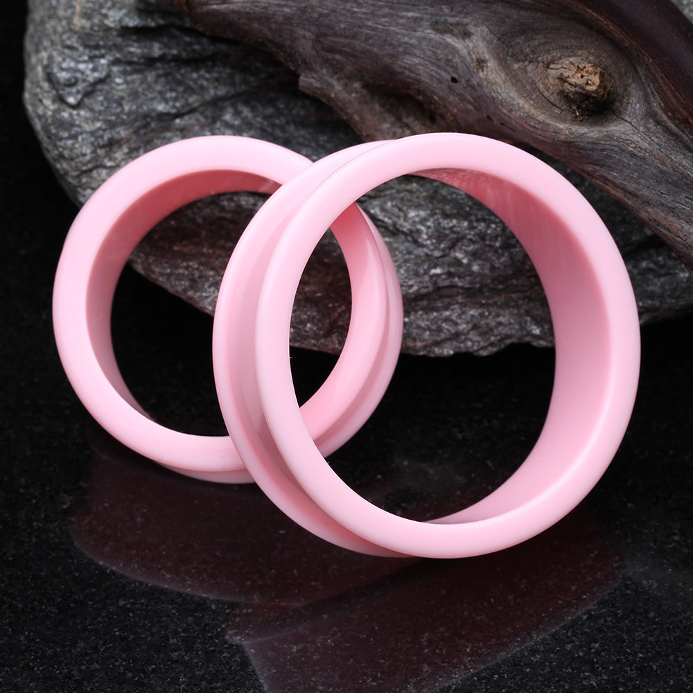 Detail View 6 of A Pair of Soft Pastel Silicone Double Flared Tunnel Plug-Pink
