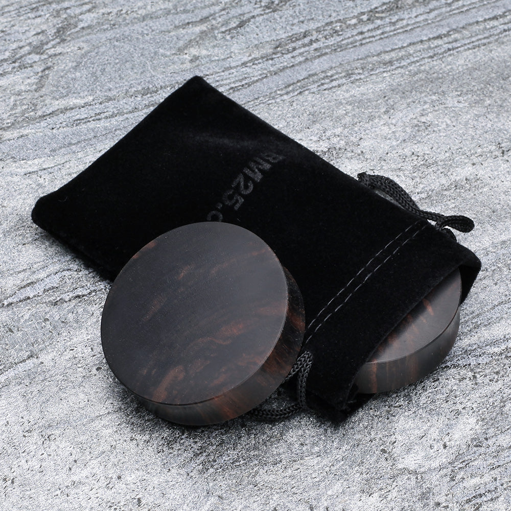 Detail View 4 of A Pair of Tiger Ebony Wood Double Flared Plug-Black