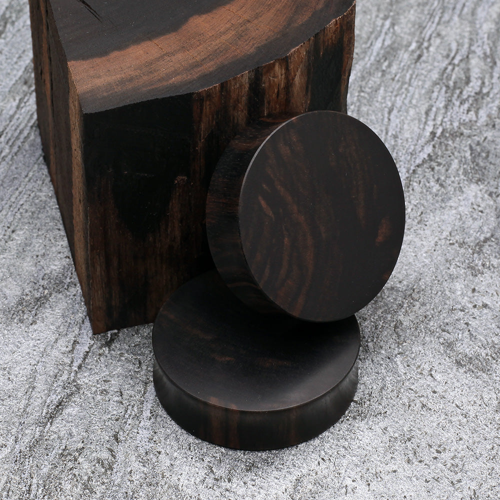 Detail View 3 of A Pair of Tiger Ebony Wood Double Flared Plug-Black