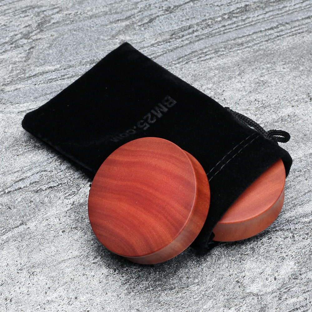 Detail View 4 of A Pair of Sabo Wood Double Flared Plug-Orange/Brown