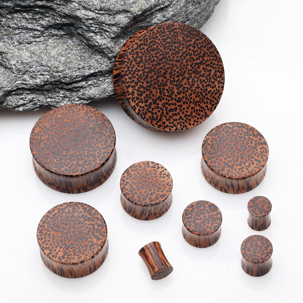 Detail View 2 of A Pair of Coconut Wood Double Flared Plug