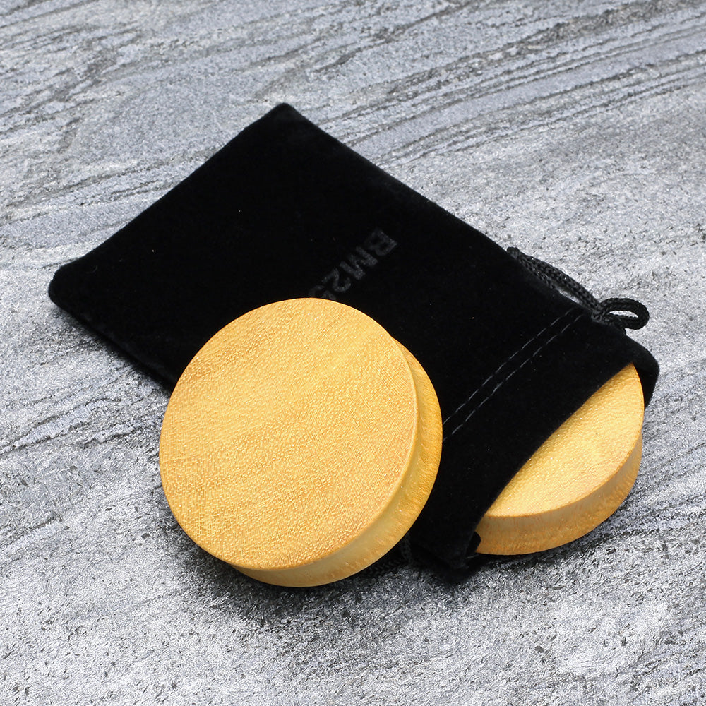 Detail View 4 of A Pair of Jackfruit Wood Double Flared Plug-Yellow