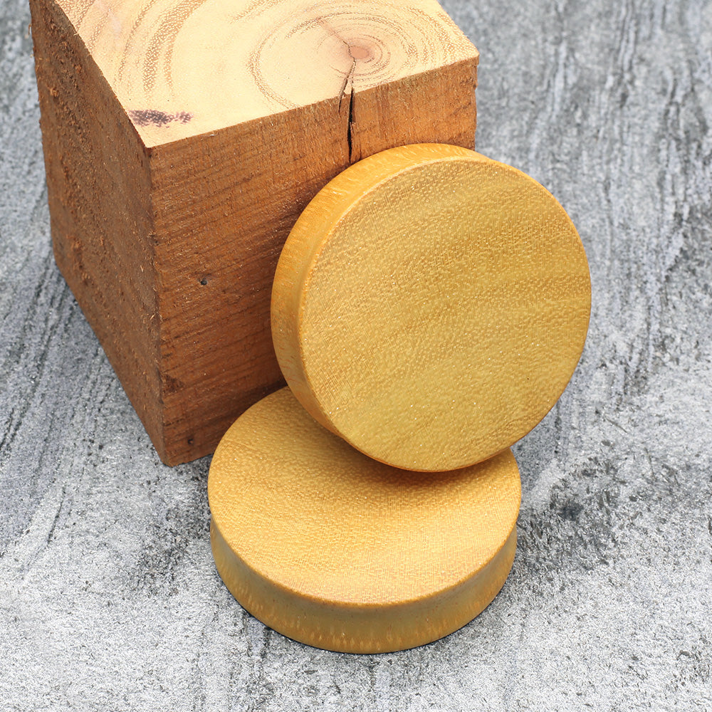 Detail View 3 of A Pair of Jackfruit Wood Double Flared Plug-Yellow