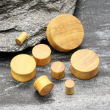 Detail View 2 of A Pair of Jackfruit Wood Double Flared Plug-Yellow