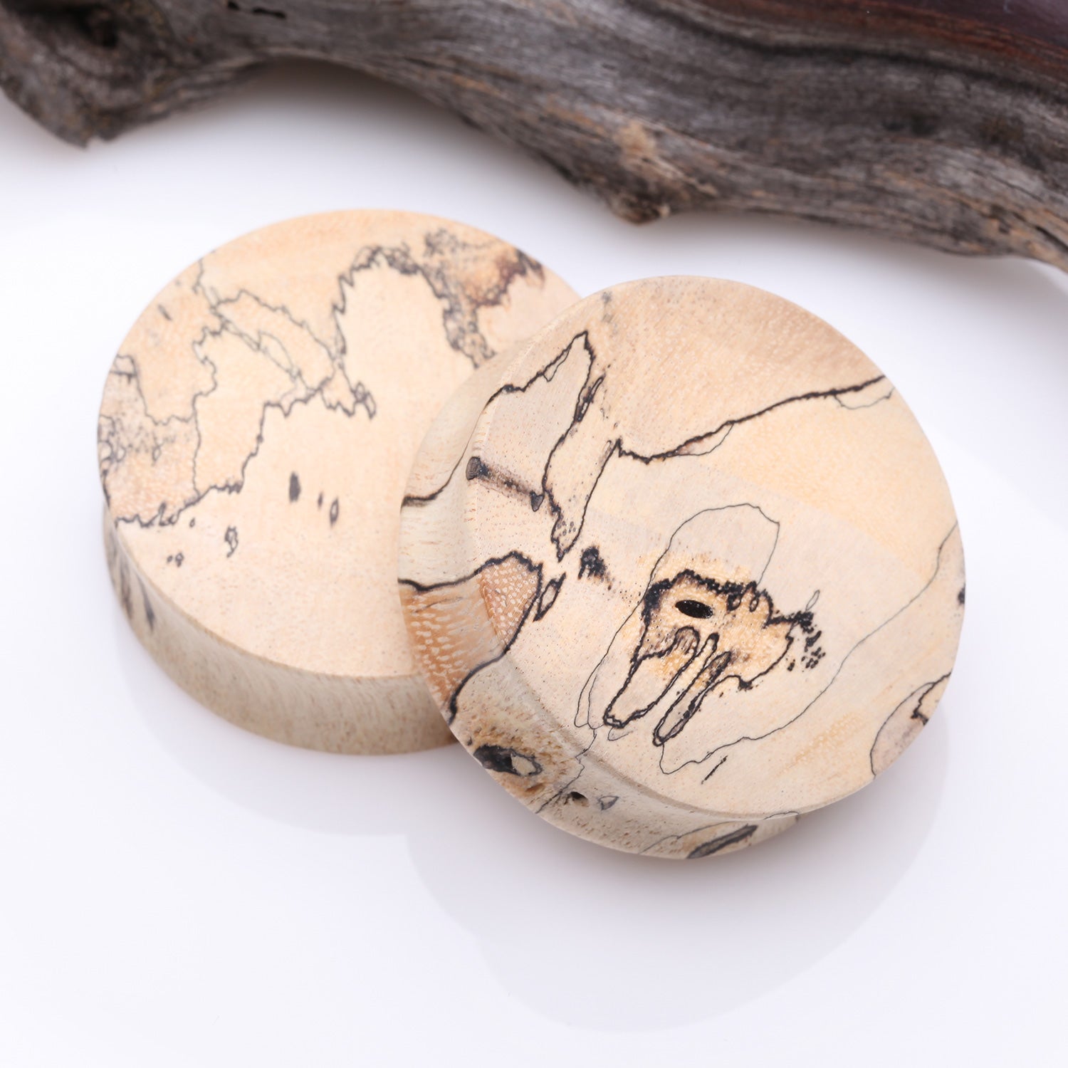 Detail View 1 of A Pair of Old Tamarind Wood Double Flared Plug